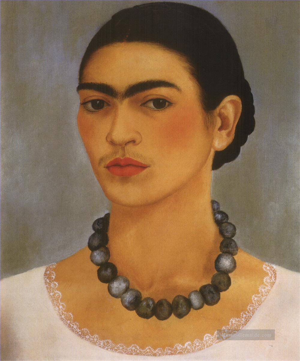 Selbstporträt mit Halskette Frida Kahlo Ölgemälde